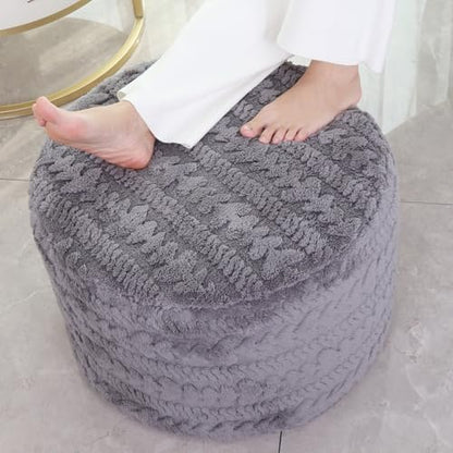 Asuprui Round Footstool Ottoman Gray, 20x14 Inches,Floor Pouf Sofa Footrest - color: Grey, size: 20"D x 20"W x 14"H