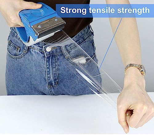 3 Inch Wide Packing Tape with Dispenser,2.4 Mil x 55 Yards Heavy Duty Packaging Tape Refill for Shipping,Industrial Grade,Urtal Strong Boxing Tape for Moving,Mailing and Storages (Clear) - color: Clear