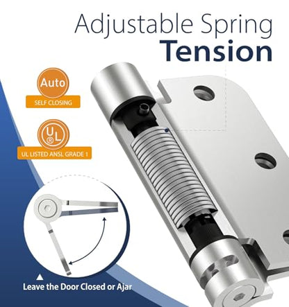 3-Pack 3.5 Inch Self Closing Door Hinges,5/8" Radius Corners,Brushed Nickel - size: 3.5"-3 Pack-5/8" Corner