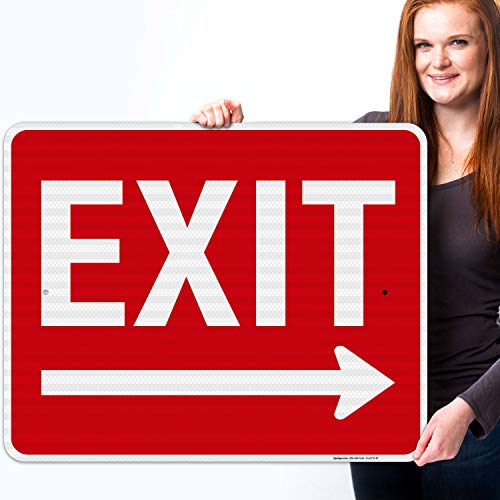 Exit Sign, with Right Arrow - size: 24x30 Reflective