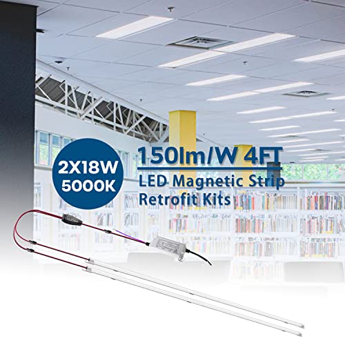 4FT Magnetic LED Troffer Retrofit Kit, 2x4 FT LED Retrofit Kit,36W,5000K Daylight White,Super Bright 5400LM,0-10V Dimmable,T8 T10 T12 Fluorescent Replacement,UL Cert,Quick Easy Install - color: With Cover
