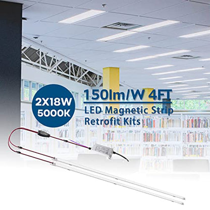 4FT Magnetic LED Troffer Retrofit Kit, 2x4 FT LED Retrofit Kit,36W,5000K Daylight White,Super Bright 5400LM,0-10V Dimmable,T8 T10 T12 Fluorescent Replacement,UL Cert,Quick Easy Install - color: With Cover