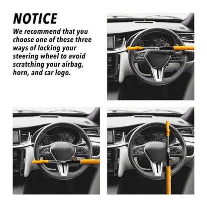 CARTMAN Adjustable Steering Wheel Lock, Anti-Theft Security Device, Yellow - color: Yellow