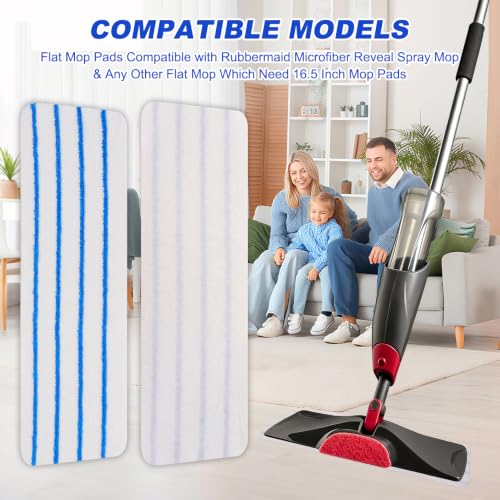 Replacement Disposable Mop Pad for Rubbermaid Reveal Spray Mop - 30 Pack Wet & Dry Floor Cleaning Refills Fit for Any Reveal Flat Cleaning System 16.5" (30 Pack) - color: 16.5 Inch-30pack-blue&white-disposable