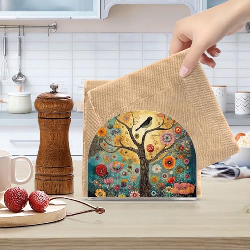 Tree of Life Napkin Holder for Table Acrylic Tissue Dispenser - color: Tree of Life