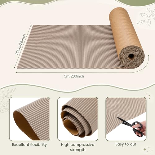 MotiMind Corrugated Cardboard Roll, 36 x 200 Inch Single Face Cushioned - color: Brown, size: 36 x 200 Inches