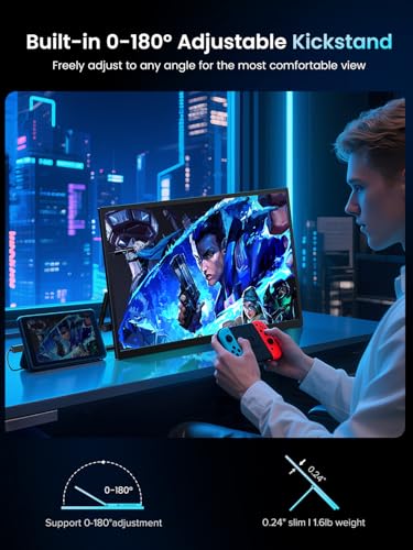 UPERFECT Portable Monitor 18.5-inch 120HZ Touchscreen 100% sRGB w/VESA & Stand 180° Adjustable Ultra-Slim & Lightweight Frameless FHD FreeSync IPS HDR Gaming Display, Travel Second Monitor for Laptop - size: 18.5"