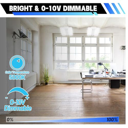 Allsmartlife LED Linear High Bay Light 4-Pack, 150W 20250LM 0-10V Dimmable 5000K Daylight, Adjustable Tilt Hanging LED High Bay Shop Lighting Fixtures for Garage Warehouse Workshop, ETL