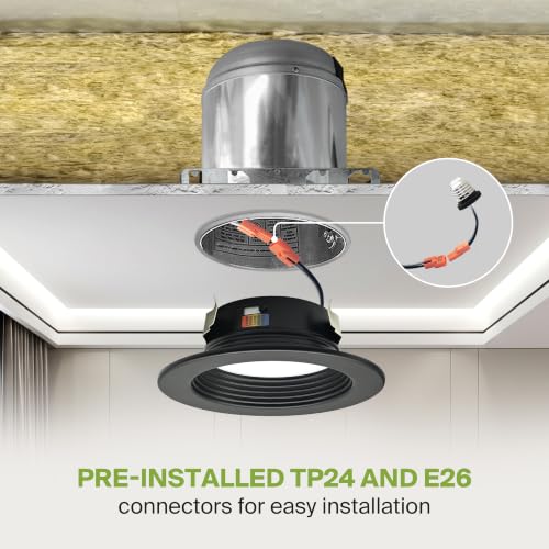 ASD 12 Pack Black 4 Inch Retrofit LED Recessed Light, 5CCT Wafer Lights - color: Black, size: 12 Pack