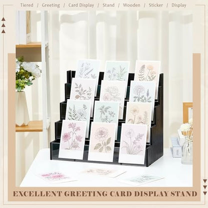 Yuntau 4 Tier Greeting Card Display Stand, Black - color: Black, size: 4 Tier