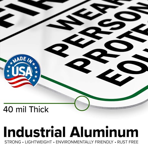 Think Safety First Wear Personal Protective Equipment Sign, 12"x16"0.40 - size: 12x16 Aluminum