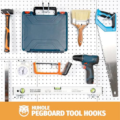 HUHOLE 10 Pack 4 Inch Double Arm Pegboard Hooks for 1/4" Peg Board - color: Silver, size: 4 Inch