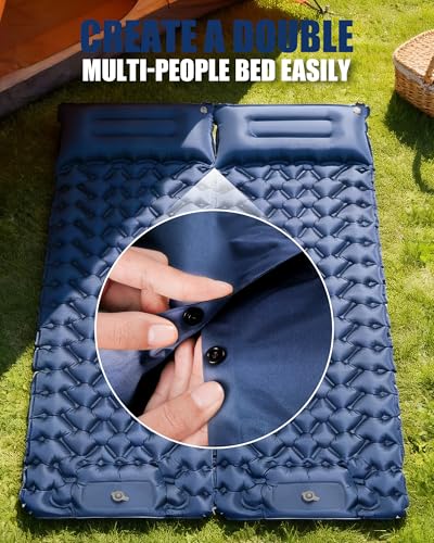 AKSOUL Sleeping Pad for Camping Mat: Self-Inflating Ultralight & Compact Air Mattress Lightweight Inflatable Pad for Camping Hiking Backpacking Blue - color: Navy Blue