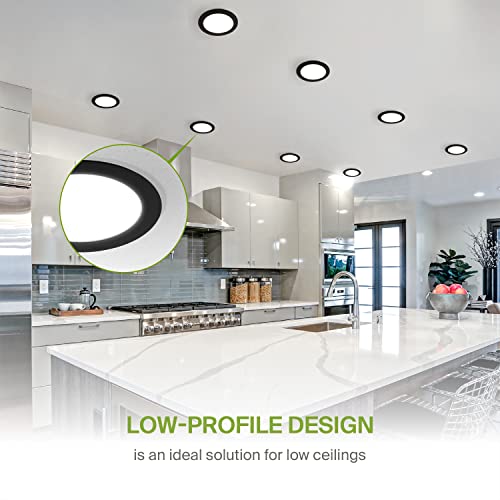 ASD 12 Pack LED Recessed Lighting 6 Inch 15W, 5 CCT 2700K-5000K CRI90+, IC Rated Ultra Thin Dimmable Ceiling Lights with J Box, Canless Wafer Downlight, Round Slim Panel Light, UL Energy Star, Black - color: Black, size: 6 Inch 15 Watt 12 Pack