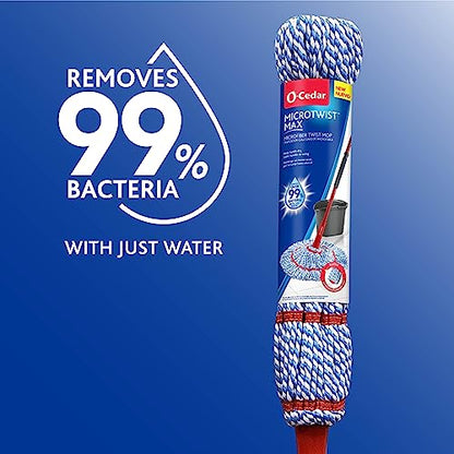 O-Cedar MicroTwist MAX Microfiber Twist Mop with 1 Extra Refill | Features Hands-Free Wringing | Extra Large 18-Inch Mop Head | Safe on All Floor Types,Red