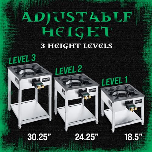 Concord Professional HADES Stainless Steel Commercial Stove. Dual Controled Burner Head with Solid Cast Iron Range Top. Height Adjustable.