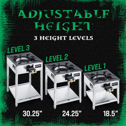 Concord Professional HADES Stainless Steel Commercial Stove. Dual Controled Burner Head with Solid Cast Iron Range Top. Height Adjustable.
