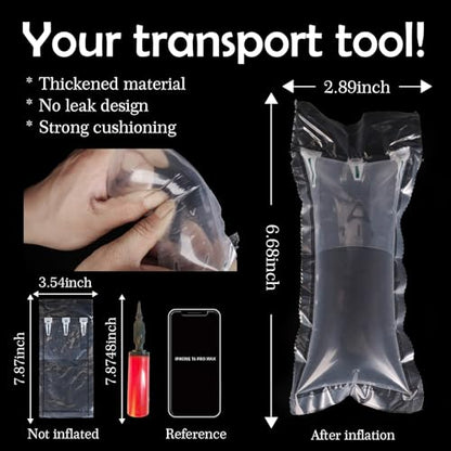 400 PACK Air Pillows for Shipping Supplies Box Filler Bubble Cushioning Alternative to Packing Peanuts for Size 3.54" x 7.87", with Air Pump, Fragile Stickers, Suitable for small transport - size: 3.54" x 7.87"