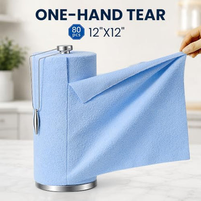 Veco Microfiber Cleaning Cloth Roll with Holder 80 PCS, 12" x 12" Blue - color: Blue-st