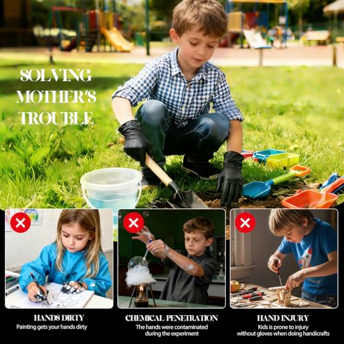 Kids Disposable Gloves, 5-Mil Safe Black Nitrile, XS, 50Ct - color: Black of 50pcs, size: X-Small