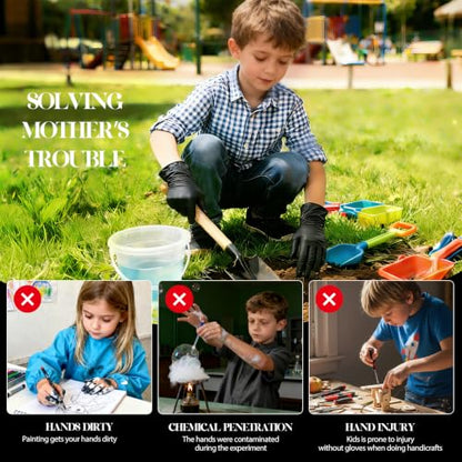 Kids Disposable Gloves, 5-Mil Safe Black Nitrile, XS, 50Ct - color: Black of 50pcs, size: X-Small