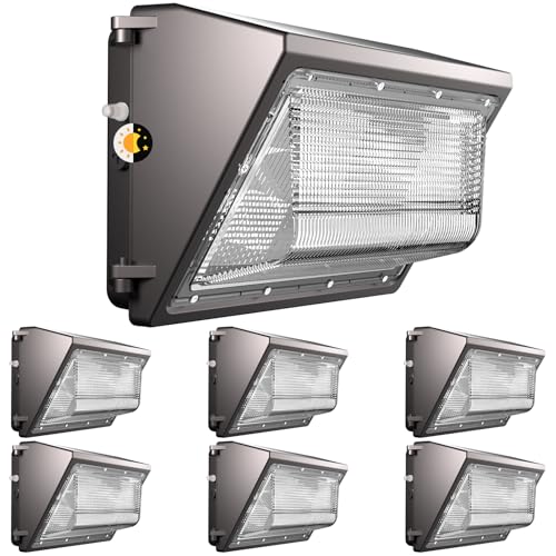 Lightdot 6 Pack 150W Wall Mount Wall Pack, 100-277V, 22500LM Dusk-to-Dawn, IP65 ETL, 50ft Coverage Area, Wall Pack LED Exterior Light for Parking Lots/Building Exteriors/Yard/Warehouse