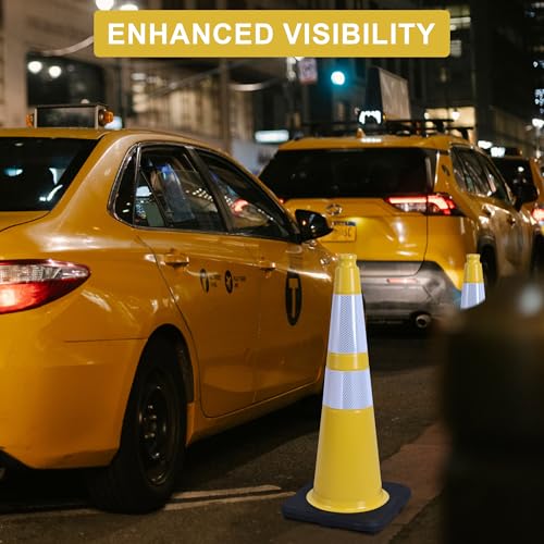 OrangeStar 8-Pack 28" Traffic Cones, Yellow Safety Cones - color: Yellow, size: 28in