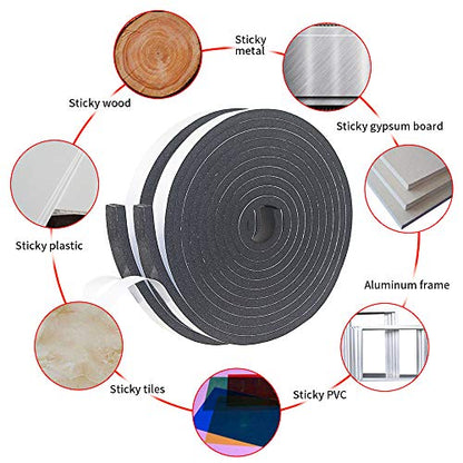 Weather Stripping Door Seal Strip for Doors and Windows, 1/2In x 1/2In x 13Ft x 2 Roll Foam Insulation Tape Self Adhesive,Sound Proof,Weatherstrip,Pipe Cooling, Air Conditioning Seal Strip - size: 1/2 in x 1/2 in x 13 ft x 2 Roll