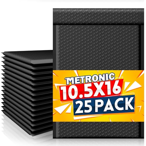 METRONIC Black Bubble Mailers 10.5x16 Inch 25 Pack Large Padded Envelopes - color: Black, size: 10.5X15" 1PC Pack of 25
