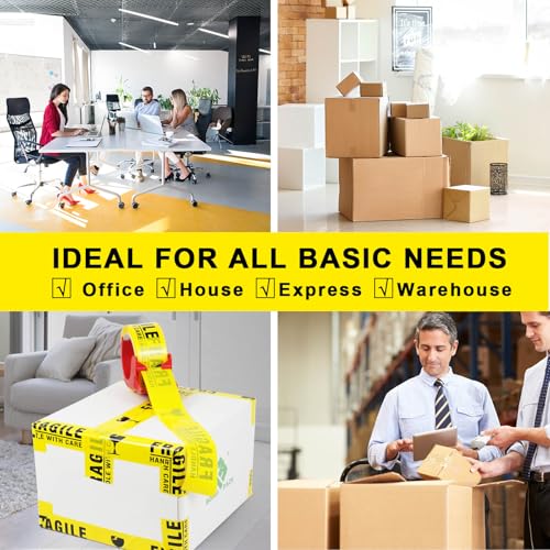 BOMEI PACK 2Pack Fragile Tape 2 Inch x 60 Yards, Fragiles Tape for Shipping with Dispenser, Heavy Duty Marking Tape for Moving Box