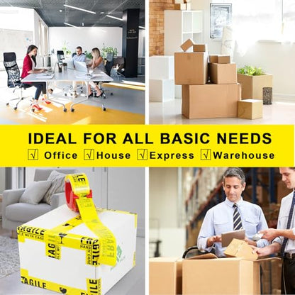 BOMEI PACK 2Pack Fragile Tape 2 Inch x 60 Yards, Fragiles Tape for Shipping with Dispenser, Heavy Duty Marking Tape for Moving Box