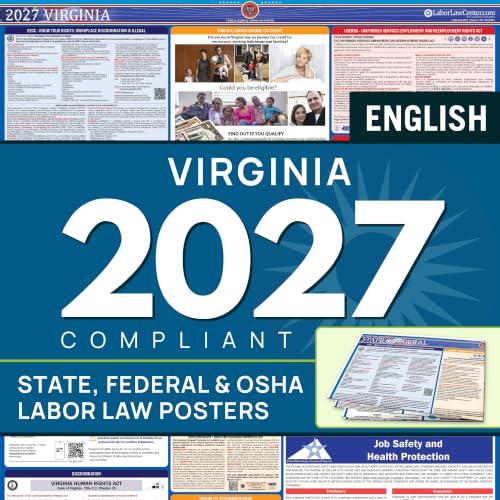 Labor Law Poster Virginia 2027, Paper Unlaminated, State, Federal Notices - style: English (Paper)