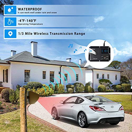 Solar Driveway Alarm Wireless Outside 1800ft Range, Outdoor Motion Sensor & Detector Driveway Alert System with Rechargeable Battery/Weatherproof/Mute Mode(1&2-Brown) - color: 1 receiver&2 sensors