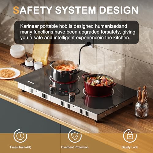 Karinear Electric Cooktop 2 Burner, 110V Electri Stove Top, Knob Control - color: 2 burners
