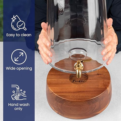 FOODLE Glass Drink Dispenser with Spigot - Beverage Dispenser with Stand - size: 3 Gallon