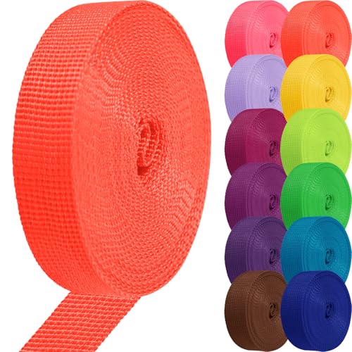 Polypropylene Webbing 1 Inch 1.5 Inch Nylon Webbing Straps Poly Strapping - color: Bright Orange, size: 1 inch x 10 yards