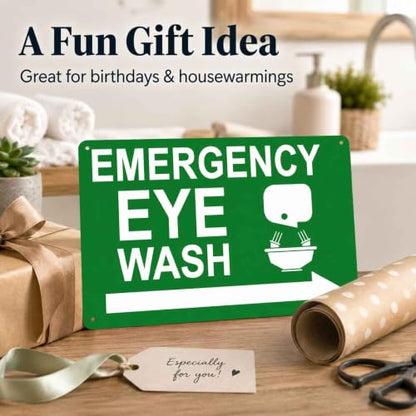 Emergency Eye Wash Direction Metal Sign 8 x 12 Inch