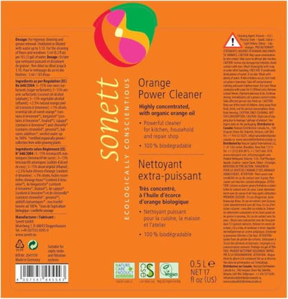 Sonett Orange Power Cleaner, Concentrated Degreaser, 1-Pack (17 Fl Oz)