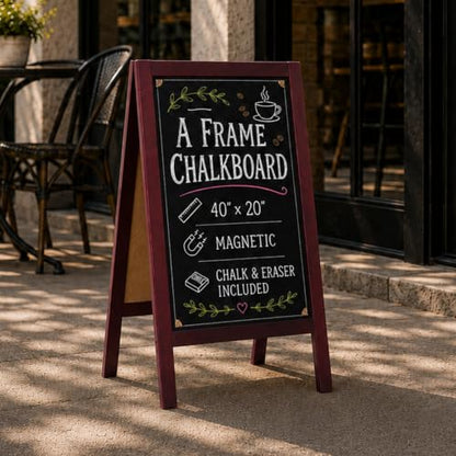 Ilyapa A-Frame Chalkboard Sidewalk Sign, 40x20 Inch - Mahogany, Sturdy - color: Classic Stained Wood