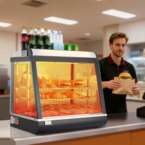 VEVOR 3-Tier Commercial Food Warmer Display, 1200W Food Display Warmer with LED Light, Top Storage and Adjustable Shelves, 86℉~185℉ Steam Heating, 75L for Hamburger, Pizza, Bread, Fried Chicken - size: 3-Tier-79Qt