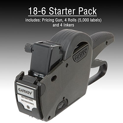 Perco Pricing Labels for Garvey 18-6 One Line Price Gun Gx1812 (18-6, Starter Kit White): Includes Price Gun, 5,000 White Pricing Labels and Preloaded Inker