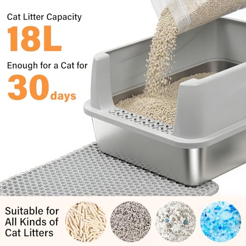 Stainless Steel Litter Box for Kitten,Metal Litter Box with Lid S - color: S-M-lid-10"H