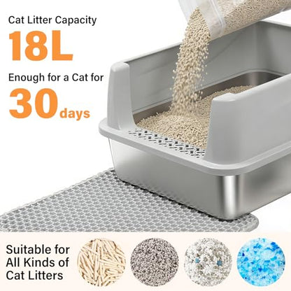 Stainless Steel Litter Box for Kitten,Metal Litter Box with Lid S - color: S-M-lid-10"H