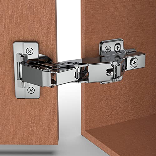 Chibery 4 Pack 165 Degree Frameless Lazy Susan Hinge, Clip ON Plate for Easy Installation, Soft Close Multi-Pivot Concealed Hardware for Corner Kitchen Cabinet, Cupboard Folded, Folden Door, Closets - color: 165° Frameless, size: 4 Pack