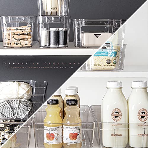 BINO | Stackable Storage Bins, Medium - 4 Pack | The Stacker Collection | Clear Plastic Storage Bins | Organization and Storage Containers for Pantry & Fridge | Multi-Use Organizer Bins | BPA-Free - size: 4PK - Medium