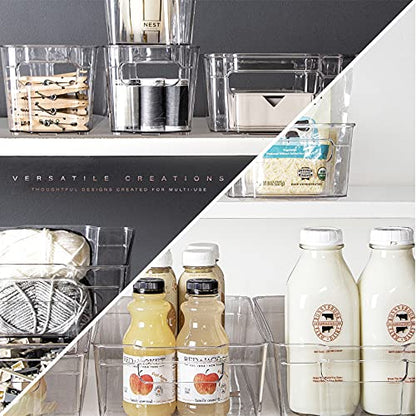 BINO | Stackable Storage Bins, Large - 2 Pack | THE STACKER COLLECTION | Clear Plastic Storage Bins | Built-In Handles | BPA-Free | Containers for Organizing Kitchen Pantry | Multi-Use Organizer Bins - size: Large