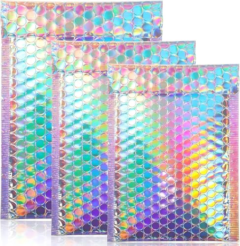 Outus 50 Pcs Bubble Mailers 3 Sizes, Bubble Shipping Envelopes, Rainbow - color: Rainbow Color