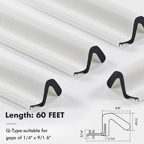BBTO Weather Stripping Door Window Seal V-Shaped Foam Kerf,60 Feet,White - color: White, size: 60 Feet