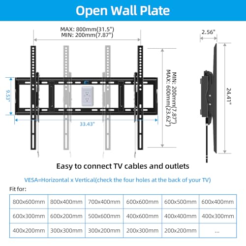 HOME VISION Heavy Duty Tilt TV Wall Mount for 48-120 Inch Flat Screen - size: 9801/ 48-120"