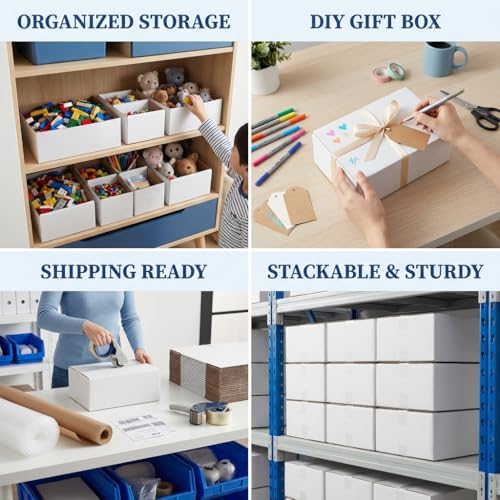 Shipping Boxes 8X8X8 Set of 25, White Corrugated Cardboard Box for Mailing Business Packaging - size: 8x8x8 Inches